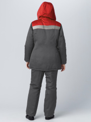 Костюм зимний женский Вьюга СОП (тк.Смесовая,210) брюки, т.серый/красный