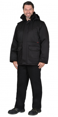 Куртка СИРИУС-БЕЗОПАСНОСТЬ зимняя удлиненная, черная
