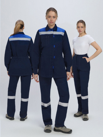 Костюм женский Веснис-1 СОП (тк.Саржа,250) брюки, т.синий/васильковый