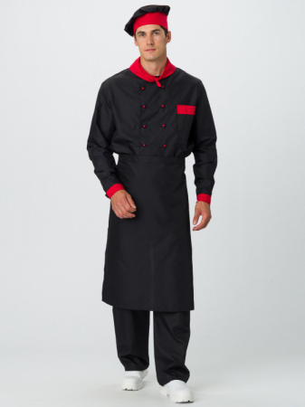 Костюм повара Шефирон® (тк.Смесовая,120), черный/красный