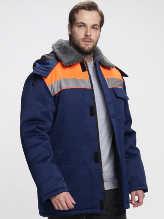 Куртка зимняя Бригада NEW (тк.Смесовая,210), т.синий/оранжевый