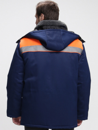 Куртка зимняя Бригада NEW (тк.Смесовая,210), т.синий/оранжевый