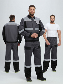 Костюм ProfLineBase-1 (тк.Твил,210) брюки, т.серый/черный/красный