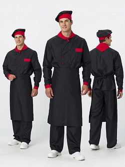 Костюм повара Шефирон® (тк.Смесовая,120), черный/красный