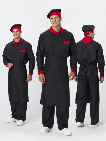 Костюм повара Шефирон® (тк.Смесовая,120), черный/красный