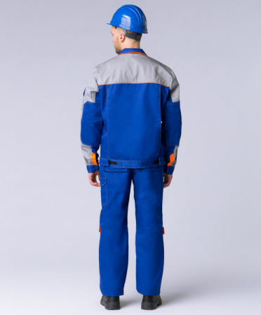 Костюм Драга-1 (тк.Балтекс,240) брюки, васильковый/св.серый/оранжевый