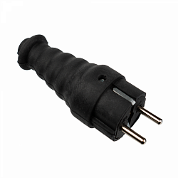 Вилка однофазная прямая каучуковая 220-250В, 16А, IP44 Samtools