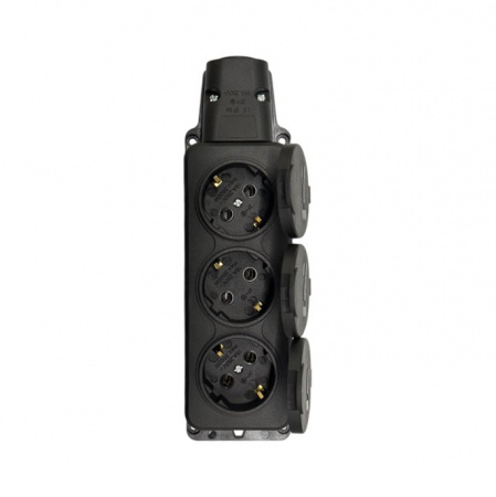 Тройник электрический 16А каучуковый 220В Samtools IP54