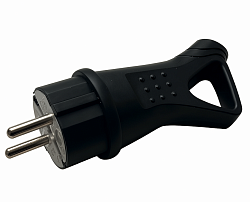 Вилка однофазная прямая каучуковая с кольцом 220-250В, 16А, IP44 Samtools
