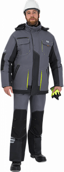 Куртка ЭДВАНС зимняя, серый-т.серый-лимонная отделка
